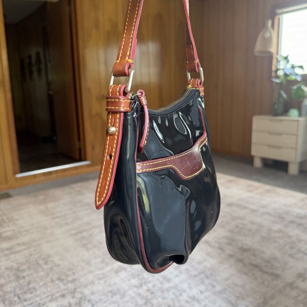 Dooney & Bourke Mini Margot Crossbody Bag Black Nylon Brown Leather Classic - Picture 3 of 16